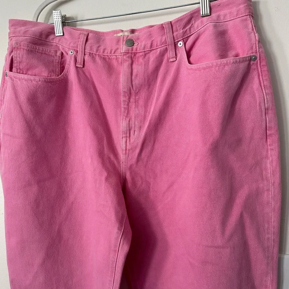 Madewell Barbie Pink Baggy Straight Jeans Garment-Dyed Edition 33 - Picture 2 of 9